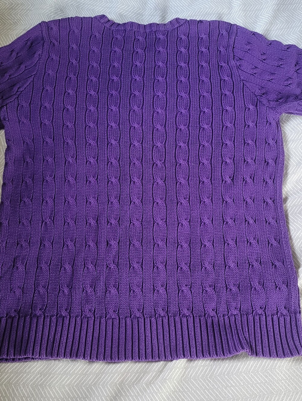 Ralph Lauren Cableknit Sweater Crewneck Short Sleeve Purple XL Vintage 90s - Picture 6 of 8